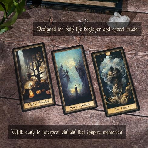 Erethereal Shadow Work Tarot Deck | 78 Cards, Dark Vintage Ethereal Gold Foil Edges, Oracle, Indie Beginner's Divination, Golden Thread with Unique Artwork in Saudi Arabia