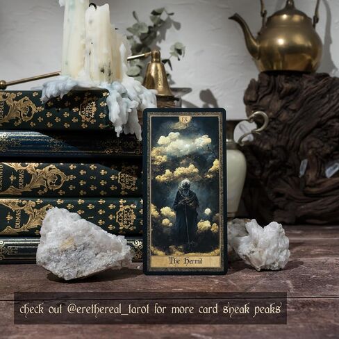 Erethereal Shadow Work Tarot Deck | 78 Cards, Dark Vintage Ethereal Gold Foil Edges, Oracle, Indie Beginner's Divination, Golden Thread with Unique Artwork in Saudi Arabia