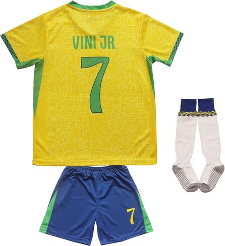 WINKIZIL 2024 البرازيل #7 كوبا أمريكا فيني هوم للأطفال لكرة القدم كرة القدم جيرسي السراويل مجموعة أحجام الشباب in Kuwait