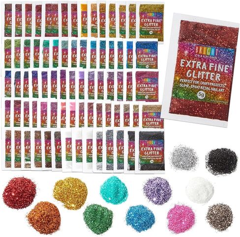 Bright Creations 80 Colors Ultra Fine Glitter for Crafts, Resin, Nails, Epoxy, Slime (5 Grams Per Packet) in Saudi Arabia