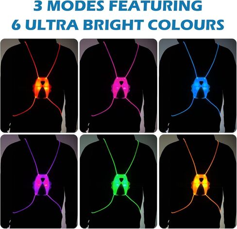 سترة جري عاكسة للضوء من Labeol مع ضوء أمان أمامي عالي الوضوح، 6 أضواء بألوان زاهية للعدائين، ملحقات عاكسة قابلة لإعادة الشحن عبر USB للرجال والنساء والجري والمشي وركوب الدراجات in Kuwait