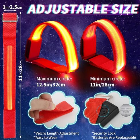 Dilabnba LED Light Up Armband Wristband, Glow Bracelet, Adjustable Arm Wrist Band for Kids Adults, Glow in The Dark Night Safety Armband for Running Walking The Dog Concerts Rave Sport Party (6PCS) in Kuwait