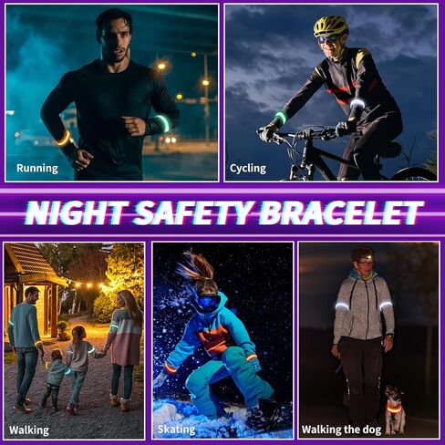 Dilabnba LED Light Up Armband Wristband, Glow Bracelet, Adjustable Arm Wrist Band for Kids Adults, Glow in The Dark Night Safety Armband for Running Walking The Dog Concerts Rave Sport Party (6PCS) in Kuwait