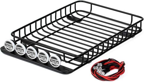 INJORA RC 1/10 Metal Roof Rack Luggage with 5 LED Set for 1/10 RC Crawler Car TRX-4 Axial SCX10 90046 SCX10 III AXI03007（White） in Saudi Arabia