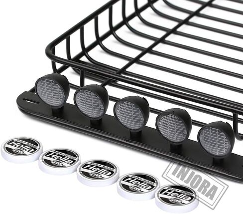 INJORA RC 1/10 Metal Roof Rack Luggage with 5 LED Set for 1/10 RC Crawler Car TRX-4 Axial SCX10 90046 SCX10 III AXI03007（White） in Saudi Arabia