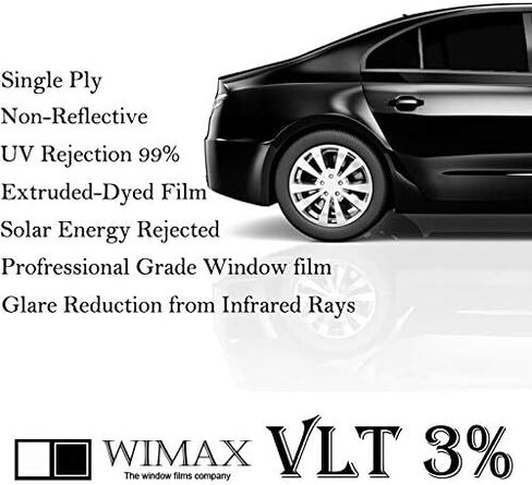 Wimax Limo 3% VLT 36" in x 15' Ft Feet Uncut Roll Window Tint Film Auto Car Home Office in Kuwait
