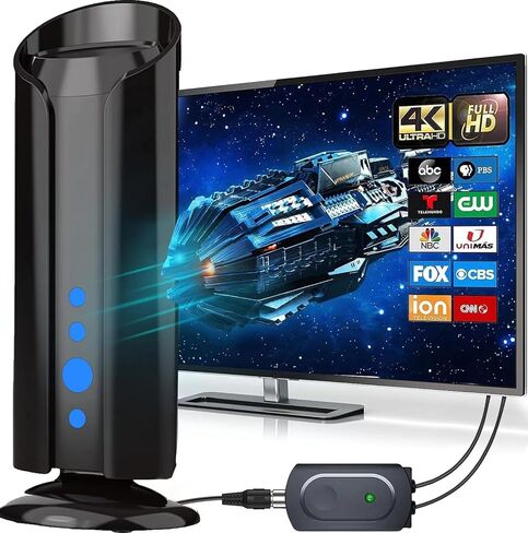 2024 Upgraded Up to 900+ Miles Long Range TV Antenna, Digital TV Antenna for Smart TV - Indoor HD Antenna Support 4K 1080P and All Older TV's 360° Reception Antenna for Free Local Channels… in Saudi Arabia