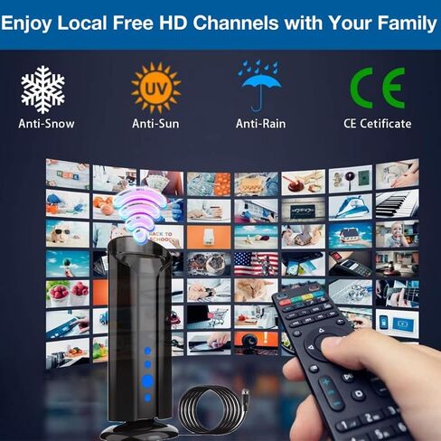 2024 Upgraded Up to 900+ Miles Long Range TV Antenna, Digital TV Antenna for Smart TV - Indoor HD Antenna Support 4K 1080P and All Older TV's 360° Reception Antenna for Free Local Channels… in Saudi Arabia