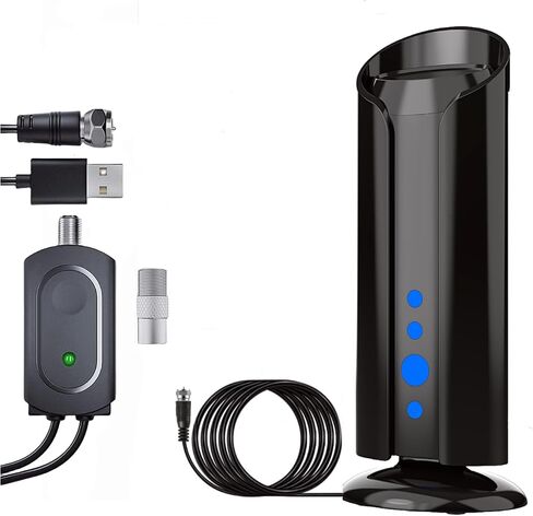 2024 Upgraded Up to 900+ Miles Long Range TV Antenna, Digital TV Antenna for Smart TV - Indoor HD Antenna Support 4K 1080P and All Older TV's 360° Reception Antenna for Free Local Channels… in Saudi Arabia