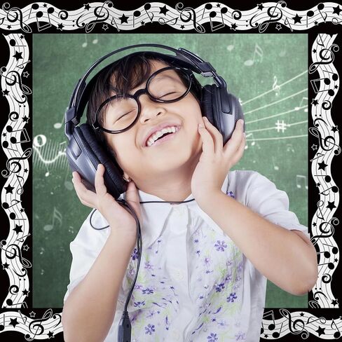 Whaline 66Ft Musical Notes Bulletin Board Borders Black White Musical Note Trimmer Stickers Self-Adhesive Music Bulletin Board Decoration for Back to School Classroom Chalkboard in Saudi Arabia
