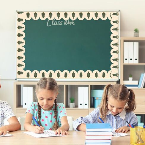 Whaline 82Ft Woodland Bulletin Board Borders Boho Woodland Deer Tree Bear Adhesive Trim Border for School Classroom Office Party Decoration in Kuwait