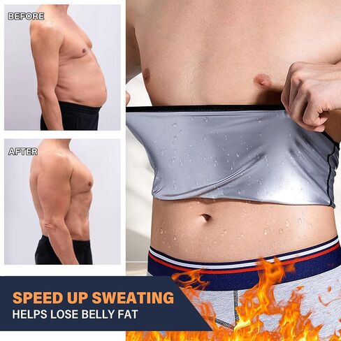 GENEMEN Sauna Belt for Men Waist Trimmers, Sweat Waist Trainer Men Gym Workout Tummy Slimmer Girdle in Saudi Arabia