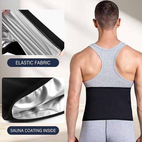 GENEMEN Sauna Belt for Men Waist Trimmers, Sweat Waist Trainer Men Gym Workout Tummy Slimmer Girdle in Saudi Arabia