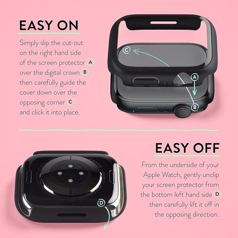 شركة GüD: واقي الشاشة المثالي مصنوع لساعة Apple Series 8 + Series 7، 41 مم/45 مم، منحني، متوفر بـ 5 ألوان (أحمر) in Kuwait