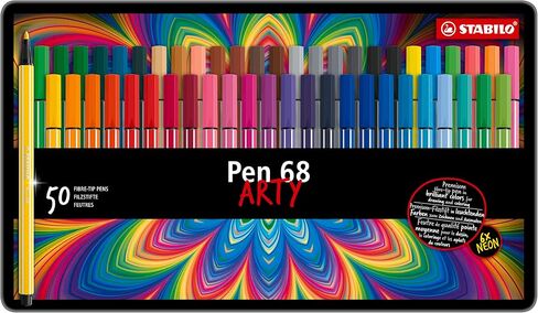 Premium Felt Tip Pen - STABILO Pen 68 - Tin of 50 - Assorted colors in Saudi Arabia