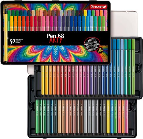 Premium Felt Tip Pen - STABILO Pen 68 - Tin of 50 - Assorted colors in Saudi Arabia