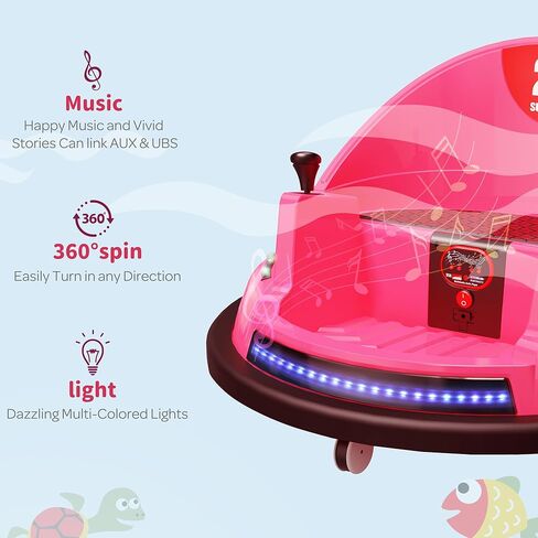 APRILSOUL 12V Electric Ride On Bumper Car for Kids & Toddlers 1.5-6 Years Old, 3-Speeds Baby Bumping Toy Gifts W/Remote Control, LED Lights, Bluetooth, 360° Spin and DIY Sticker, Blue in Kuwait