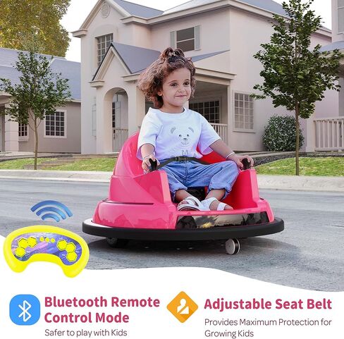 APRILSOUL 12V Electric Ride On Bumper Car for Kids & Toddlers 1.5-6 Years Old, 3-Speeds Baby Bumping Toy Gifts W/Remote Control, LED Lights, Bluetooth, 360° Spin and DIY Sticker, Blue in Kuwait
