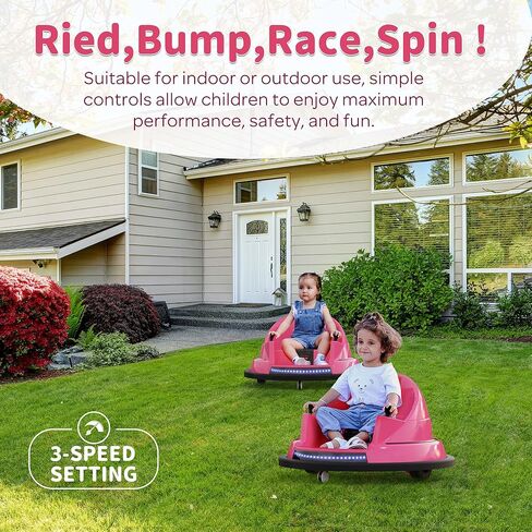 APRILSOUL 12V Electric Ride On Bumper Car for Kids & Toddlers 1.5-6 Years Old, 3-Speeds Baby Bumping Toy Gifts W/Remote Control, LED Lights, Bluetooth, 360° Spin and DIY Sticker, Blue in Kuwait