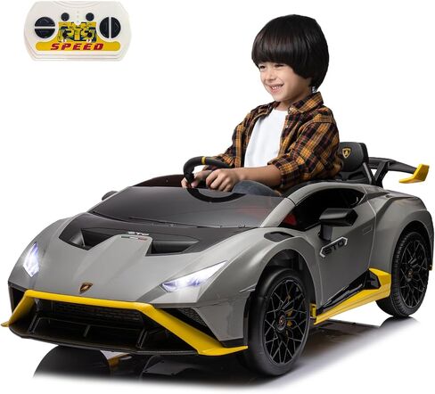 Lamborghini Huracan STO, 24V Kids Ride on Car, Electric Car for Kids with Remote Control, Two Speed Adjustable, Ages 3-8, Foam Front Wheels, 360° Spin, LED Lights, Music, USB, Drift Feature, Blue in Saudi Arabia
