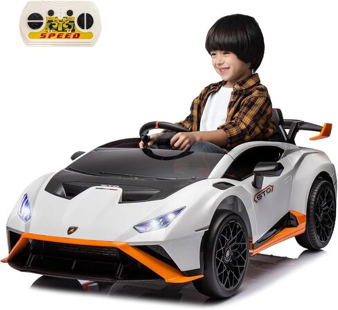 Lamborghini Huracan STO, 24V Kids Ride on Car, Electric Car for Kids with Remote Control, Two Speed Adjustable, Ages 3-8, Foam Front Wheels, 360° Spin, LED Lights, Music, USB, Drift Feature, Blue in Saudi Arabia