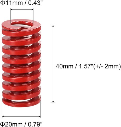 uxcell 3D Printer Die Spring, 2pcs TM 20mm OD 40mm Long Spiral Stamping Medium Load Compression Mould Die Springs for 3D Printer Electric Part, Red in Saudi Arabia