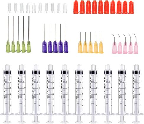 50 Pcs - 3ml Syringes with 14ga, 20ga,21ga, 23ga Blunt Tip Needles With Syringe Caps and Needle Caps for Refilling and Measuring Liquids, Oil or Glue Applicator in Saudi Arabia