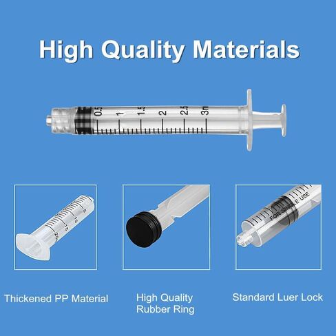 50 Pcs - 3ml Syringes with 14ga, 20ga,21ga, 23ga Blunt Tip Needles With Syringe Caps and Needle Caps for Refilling and Measuring Liquids, Oil or Glue Applicator in Saudi Arabia