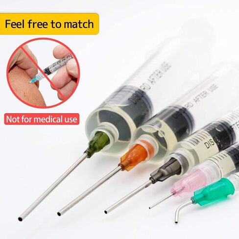 50 Pcs - 3ml Syringes with 14ga, 20ga,21ga, 23ga Blunt Tip Needles With Syringe Caps and Needle Caps for Refilling and Measuring Liquids, Oil or Glue Applicator in Saudi Arabia