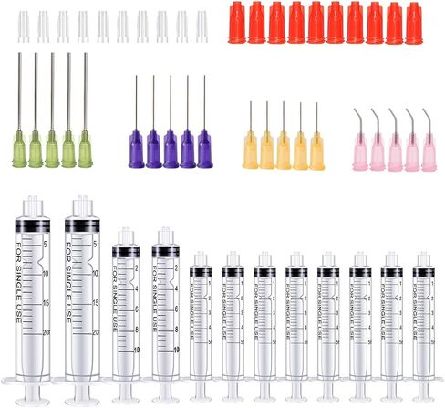 50 Pcs - 3ml Syringes with 14ga, 20ga,21ga, 23ga Blunt Tip Needles With Syringe Caps and Needle Caps for Refilling and Measuring Liquids, Oil or Glue Applicator in Saudi Arabia