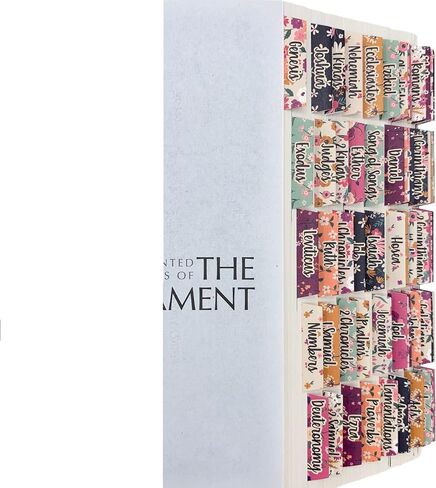 Graceful Gray Bible Tabs, Bright Summer Floral, Cardstock Index Tabs, Standard 66 Tabs for Old and New Testament Plus Catholic Books, for Bible Study and Bible Journaling, Easy to Read Large Print in Saudi Arabia