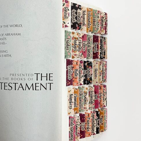 Graceful Gray Bible Tabs, Bright Summer Floral, Cardstock Index Tabs, Standard 66 Tabs for Old and New Testament Plus Catholic Books, for Bible Study and Bible Journaling, Easy to Read Large Print in Saudi Arabia