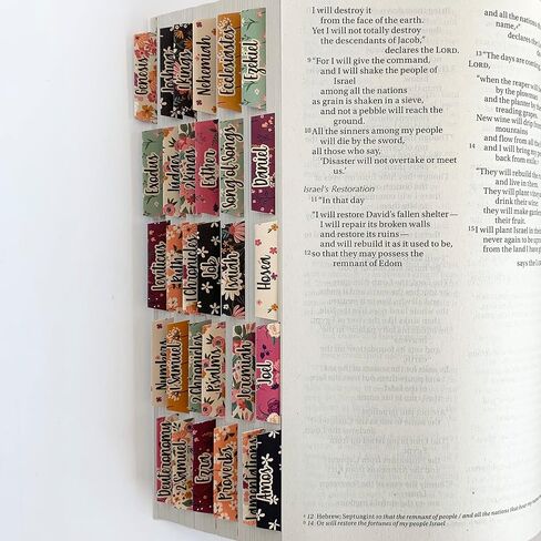 Graceful Gray Bible Tabs, Bright Summer Floral, Cardstock Index Tabs, Standard 66 Tabs for Old and New Testament Plus Catholic Books, for Bible Study and Bible Journaling, Easy to Read Large Print in Saudi Arabia