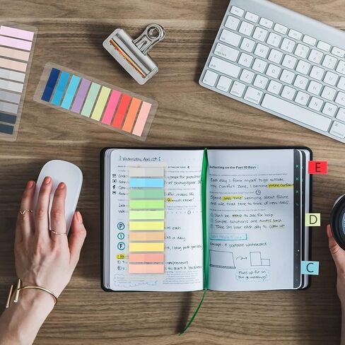 علامات تبويب جديدة مكونة من 1600 قطعة من علامات التبويب اللاصقة للكتب التوضيحية، وملاحظات لاصقة شفافة، وعلامات كتاب متعددة الألوان للقراءة، وعلامات تبويب علامات الصفحات القابلة للكتابة وتغيير الموضع (1600) in Kuwait