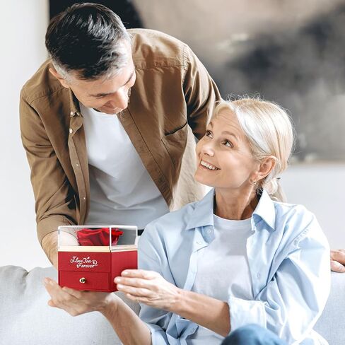 NEWNOVE Mothers Day Gifts for Mom, Preserved Real Red Rose with I Love You Mom Necklace, Forever Flowers Gifts for Mom from Daughter, Son, Kids, Best Mom Gifts Ideas in Saudi Arabia