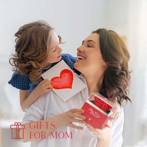 NEWNOVE Mothers Day Gifts for Mom, Preserved Real Red Rose with I Love You Mom Necklace, Forever Flowers Gifts for Mom from Daughter, Son, Kids, Best Mom Gifts Ideas in Saudi Arabia