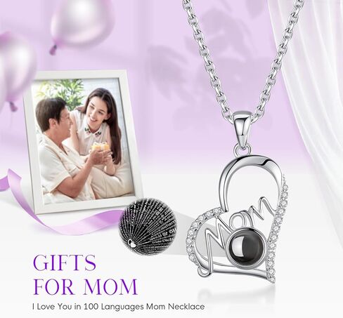 هدايا عيد الأم من NEWNOVE للأم، وردة حمراء حقيقية محفوظة مع قلادة أحبك يا أمي، هدايا زهور للأبد للأم من الابنة والابن والأطفال وأفضل أفكار هدايا الأم in Kuwait