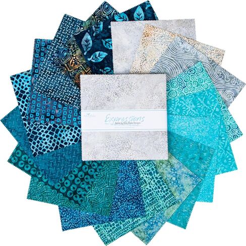 Riley Blake Designs Batiks Expressions Bayou Blues 10"" Stacker 42 10-inch Squares Layer Cake Riley Blake 10-BYUBLS-42 in Saudi Arabia