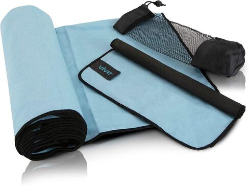 Vive Non Slip Yoga Towel & Hand Towel - Microfiber, Quick Drying, Washable, Lightweight - Non Slip Grip Hot Pilates Mat- Soft & Large Sweat Absorbent for Workouts & Safe Exercise - 24" x72" in Saudi Arabia