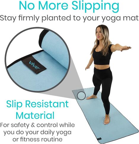 Vive Non Slip Yoga Towel & Hand Towel - Microfiber, Quick Drying, Washable, Lightweight - Non Slip Grip Hot Pilates Mat- Soft & Large Sweat Absorbent for Workouts & Safe Exercise - 24" x72" in Saudi Arabia