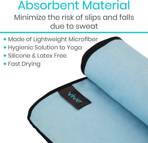 Vive Non Slip Yoga Towel & Hand Towel - Microfiber, Quick Drying, Washable, Lightweight - Non Slip Grip Hot Pilates Mat- Soft & Large Sweat Absorbent for Workouts & Safe Exercise - 24" x72" in Saudi Arabia