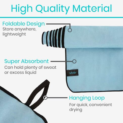 Vive Non Slip Yoga Towel & Hand Towel - Microfiber, Quick Drying, Washable, Lightweight - Non Slip Grip Hot Pilates Mat- Soft & Large Sweat Absorbent for Workouts & Safe Exercise - 24" x72" in Saudi Arabia