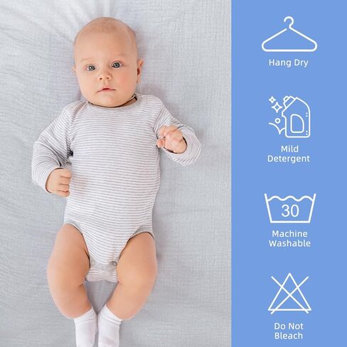 عبوتان من الملاءات العضوية الملائمة لسرير الأطفال من نيوتن والنوم بجانب السرير - مسامية بنسبة 100%، وقابلة للغسل، وصديقة للبشرة، مقاس 19 بوصة × 35 بوصة، رمادي in Kuwait