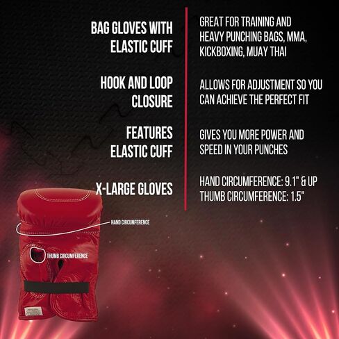 CLETO REYES Professional Boxing Bag Gloves for Men and Women, Training and Heavy Punching Bags, MMA, Kickboxing, Muay Thai, Elastic Cuff in Kuwait