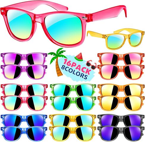 Joycover Kids Sunglasses Bulk, Party Favor for Kids 4-8, 16PCS Translucent Sunglasses for Kids with UV 400 Protection, Gifts for Pool Birthday Party Supplies in Saudi Arabia