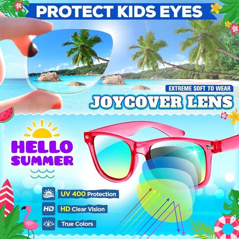 Joycover Kids Sunglasses Bulk, Party Favor for Kids 4-8, 16PCS Translucent Sunglasses for Kids with UV 400 Protection, Gifts for Pool Birthday Party Supplies in Saudi Arabia