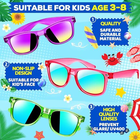Joycover Kids Sunglasses Bulk, Party Favor for Kids 4-8, 16PCS Translucent Sunglasses for Kids with UV 400 Protection, Gifts for Pool Birthday Party Supplies in Saudi Arabia
