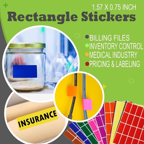 Royal Green Rectangle Shape Sticker 1.57 inch x 0.75 inch Black Stickers Rectangular Labels (40mm x 19mm) - 300 Pack in Saudi Arabia