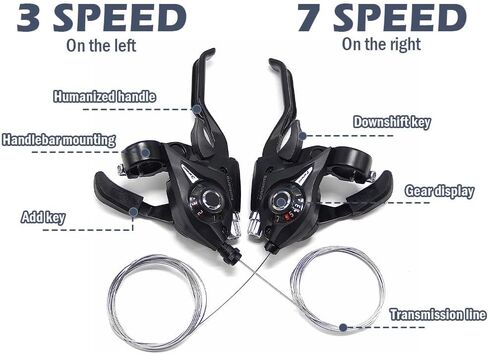 Kellegour قطعتان من أذرع فرامل الدراجة، ناقل رافعة الفرامل اليسرى اليمنى، مجموعة محولات الدراجة الجبلية السريعة، مجموعة ناقل الحركة والفرامل، للدراجة الجبلية، دراجة الطريق، ركوب الدراجات in Kuwait