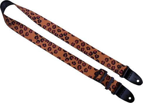 حزام جيتار Killer-Q - أشرطة أنيقة للجيتار الكهربائي والصوتي مع عروات جلدية، 2 بوصة × 5 أقدام، جلد الفهد in Kuwait